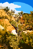 Solitary Bush in Zion Canyon - Cubed